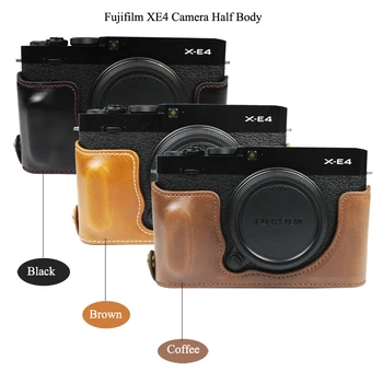 PU Kožené Pouzdro brašna pro Fujifilm XE4 Fuji XE4 XE-4 Půl Těla Set Kryt s Baterií Otevření