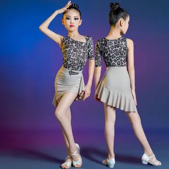 Latinské Taneční Šaty pro Dívky, Děti 2ks Trikoty, Sukně Oblek Profesionální Výkon Oblečení, Taneční Oblečení