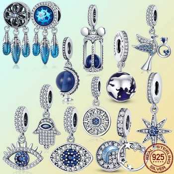 HOT PRODEJ 2021 Trend 925 Sterling Silver Modré Série Houpat Kouzlo Korálků Fit Originál Pandora Náramek, Náhrdelník s Přívěskem Šperky