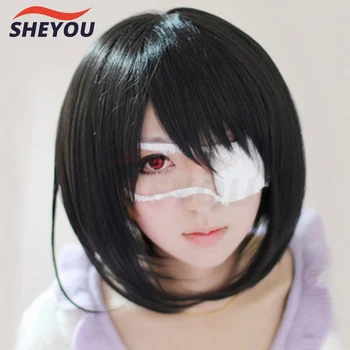 Další, Mei Misaki Krátké Černé Stylizované Tepelně Odolné Vlasy Cosplay Kostým Paruka + Volitelné Oko