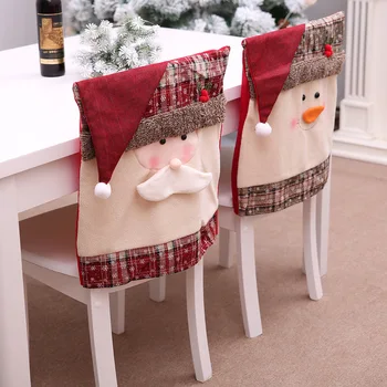 2022 Vánoční potahy Santa Claus Hat Židle Zadní Kryty Stůl Party Decor Nový Rok 2023 dekorace