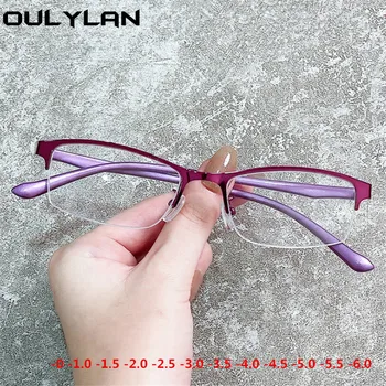 Oulylan Půl Hotový Rám Krátkozrakost Brýle Muži Ženy krátkozraké Brýle -1.0 1.5 2.0 2.5 Anti-blue light Předpis Brýle