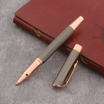 Luxusní Vysoce Kvalitní kuličkové Pero Kovové Rose Golden Gun šedá Dárek Rollerball Pen Podpis Papírnictví Kancelářské Potřeby