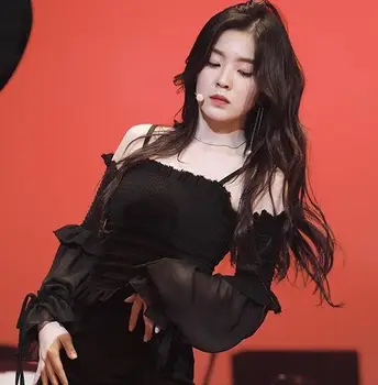korejské kpop Celebrity módní 2021 dáma Jedno slovo límec off-shouder šifon košile ženy korejské streetwear Sexy halenky a topy