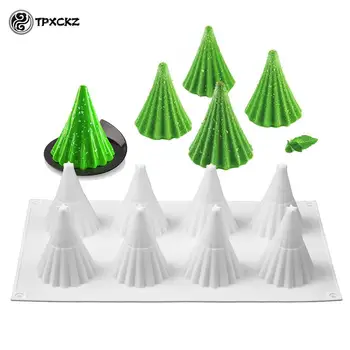 8 Dutiny Vánoční Strom ve Tvaru Silikonový Dort Forma Svíčka Formy Cookies 3D Pečení Nástroje Svíček