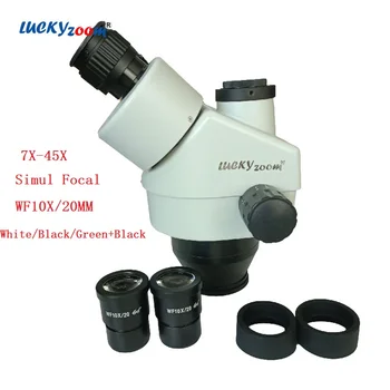 7X-45X Simul Kontaktní Trinocular Mikroskop Profesionální Optický Stereo Zoom Hlavy Mechanik Microscopio Kompletní Volitelné Příslušenství