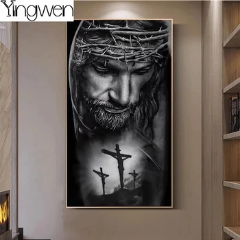 5D Diamond Obraz Ježíše, Trnovou Korunu Krista Náboženství Kříž Steh Kompletní Kit Diamond Mozaika Boží Obraz pro Obývací Pokoj