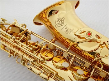 Super SAS-802 Vysoce Kvalitní Eb Alto Saxofon Mosazný Zlatý Lak Sax Výkon Hudební Nástroj S pouzdrem Příslušenství