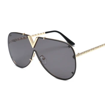 Módní Nadrozměrné Ženy, sluneční Brýle Luxusní Značky Muže V-Tvar Sluneční Brýle Pilot Retro jednodílné Brýle Odstíny Brýle UV400
