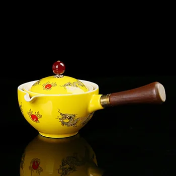 Keramická čajová Konvice S Dřevěnou Rukojetí Boční rukojeť Hrnce Domácnost Kung Fu Oolong Filtr Čajovar Tvůrčí Černá Keramika Teaware Dárky