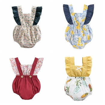 Sanlutoz Bavlny Novorozené Dítě Rompers Letní Dětské Oblečení pro Dívky Květiny Princezna Romper pro Baby Girl Fashion