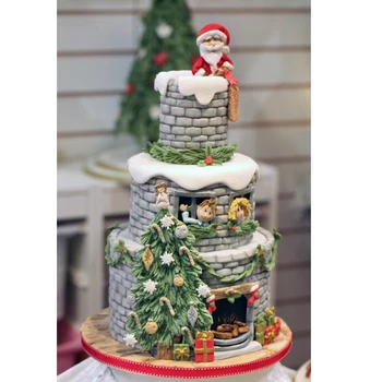 Santa Claus & Vánoční Strom Silikonová Forma Fondant Formy Dort Nástroje Čokoláda Gumpaste Formy, Sugarcraft, Kuchyň Gadget