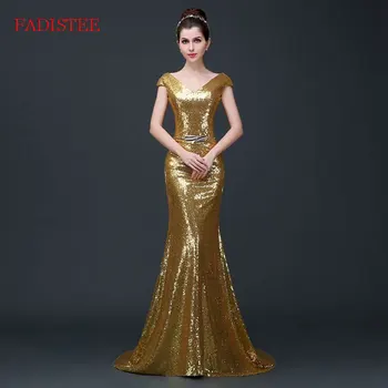 Trubka Zlaté Flitry Elegantní Šaty Bez Rukávů Vestidos De Fiesta De La Noche Prom Party Večerní Šaty Robe De Soirée 2020 Nové