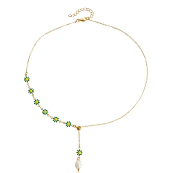 TAUAM Barokní Simulované Perly Roztomilý Květiny Barevné Ručně tkané Korálky Klíční kost Řetěz náhrdelník Náhrdelník Pro Ženy, Dívky Šperky