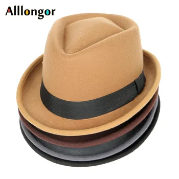módní Podzim 2022 Zimní Ženy Klobouky Vlněné Fedora Klobouk Muži Jazz Panama Černé Vintage Trilby Hat Cítil, Top Hat čepice