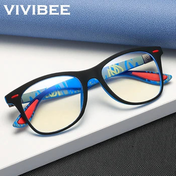 VIVIBEE Klasické Modré Světlo Blokování Brýle Muži Náměstí Matné Černé Ženy Anti Ray Objektiv Unisex Herní Brýle 2021 Nový Produkt