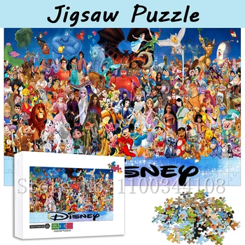 Disney Animace Charakter Dřevěné Puzzle 300/500/1000 Kusy Mickey Mouse, Disney Princess Puzzle Děti Inteligence Hračky