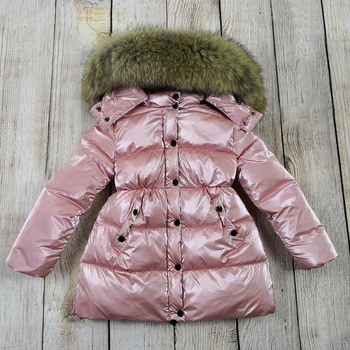 Baby girl oblečení zimní kabát roupa infantil menina inverno děti bundy dětské zimní kombinézy velký přírodní kožešiny 2-8 let