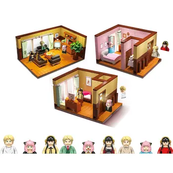 Anime Špionážní X-Family Údaje Anya Padělatel Yoel Akční Obrázek Rodiny Kit DIY Stavební Bloky, Sady Vánoční Dárky, Hračky pro Děti