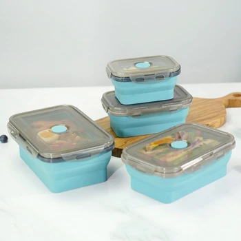 Silikonové Oběd Box Skládací Mikrovlnná Trouba Bento Lunchbox Kuchyně, Domácí Škola, Skladování Potravin Nádoby Piknik, Kempování Jídlo Box