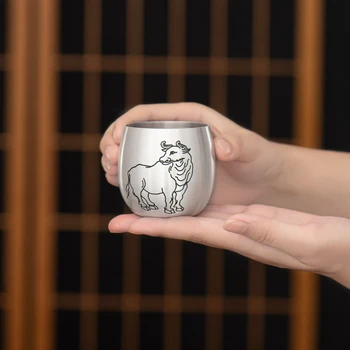 999 sterling silver šálek čaje zodiac master šálek kung fu čajový set large-kapacita domácnost, pohostinství silver cup 150ml