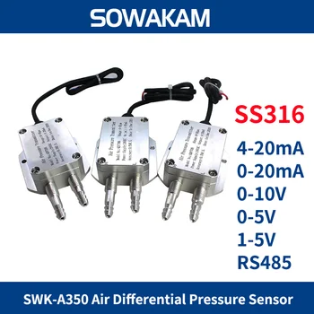 SS316 Micro Rozdíl Vysílač Čidla 10 kpa Vzduch, Diferenční Snímač Tlaku 4-20mA 0-5V 0-10V Výstup RS485 SWK-A350
