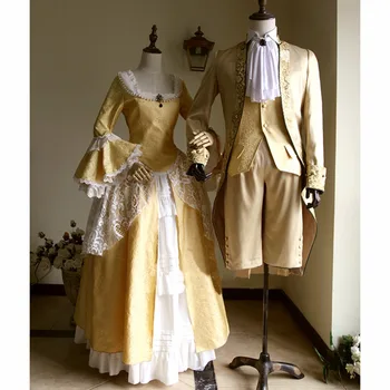 Cosplay Custom Made Elegantní Viktoriánské Gothic Aristokrat 18. Století Muži A Ženy Dospělé, Svatební Cosplay Kostým