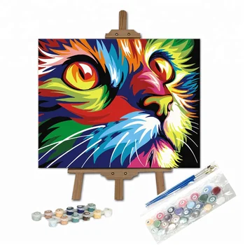Barva Kočka DIY olejomalba Podle Čísel pro Dospělá Zvířata Barevný Obraz Květiny Olej, Plátno, Malování Podle čísel Světa Umění Zdi Dekor