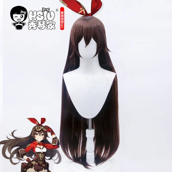 HSIU hra Genshin Dopad cosplay Amber paruka tmavě hnědé dlouhé vlasy + dárek Zdarma zbrusu paruka čepice