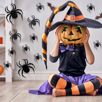 Halloween Dekorace 3D Černé PVC Spider Samolepky Halloween Party DIY Home Dekor Halloween Party Děsivé Decos Rekvizity Samolepka na Zeď