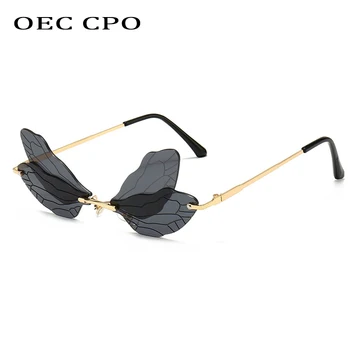 OEC CPO Móda Vážka sluneční Brýle bez Obrouček Ženy Nové Unikátní Steampunk Brýle Muži Vintage Brýle UV400 Oculos Feminino
