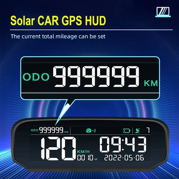 Solární Auto GPS HUD Head-Up Displej, Digitální Hodiny, Otáčkoměr překročení Rychlosti Alarm Únava Jízdy Záznamu nadmořské Výšky Najeto Displej