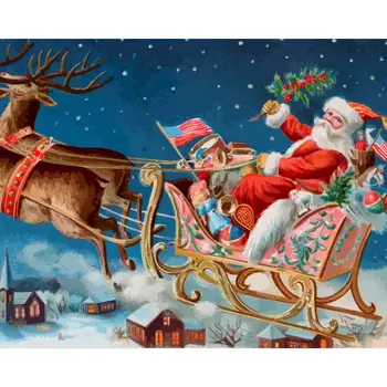 GATYZTORY Rám, olejomalba podle Čísel Vánoční Dárek DIY Malování Podle Čísel Santa Claus Handpaint Malířské Plátno