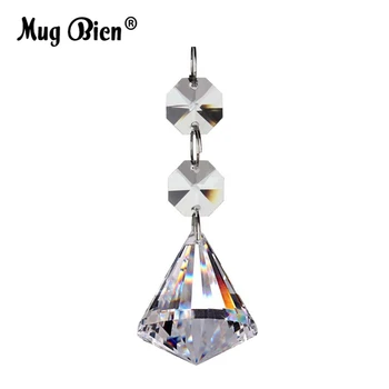 10PCS Crystal Transparentní Diamond Prism Visí Křišťálový Lustr Přívěsky Kulička(40 mm) s 2 Skla Octagon Korálky Chandelie