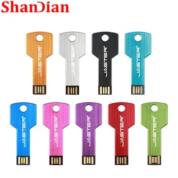 SHANDIAN Klíč Tvar USB Flash Disk Vodotěsný flash Disk 64 GB USB Stick 32GB 16GB USB Memory Stick Pendrive Přizpůsobit Logo