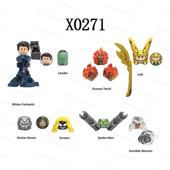 X0271 8ks/set Mister Fantastic Lidská Pochodeň Loki Sestavit Stavební Bloky, Cihly Superhrdina Model Postavy, Hračky, Děti, Dárky