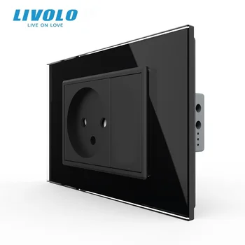 Nové Livolo Izrael Zásuvky Senzor ,Bílá/Černý Crystal Glass Panel, AC 110~250V 16A Zdi Smart Plug, VL-C9C1IL-12