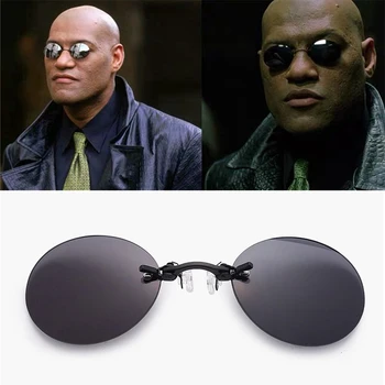 Kolo Vrtaných Módní Klip na Nos sluneční Brýle Hacker Empire Matrix Morpheus Vintage Mini Značky Design sluneční Brýle pro Muže