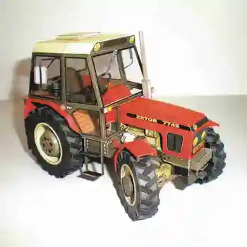 1:32 DIY české Zetor 7745-7211 Traktor Karta Model Budovy Hračka Auto Model Ruční Sady Vzdělávacích Zemědělských Strojů
