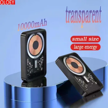 10000mAh Nové Transparentní Přenosný Magnetický Powerbank 15W Rychlé Bezdrátové Nabíječka Pro iphone 12 13 14 Externí Záložní Baterie