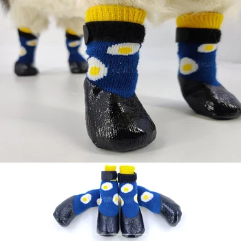 Roztomilý Psa Boty Gumové Bavlněné Ponožky Zimní Teplé Domácí Zvířata Sníh Boty Nepromokavé Non-Slip Pes Déšť Ponožky Štěně Malé Kočky Ponožky