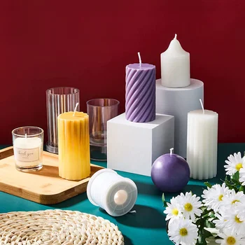 Teflonové Akryl svíčka formy plastový válec pruhovanou svíčku, aby model Kostela závit velké formy Domácí dekoraci Svatební Dar