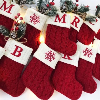 Vánoční Dekorace 2023 Ponožky Červená Písmena Abecedy Osazení Vánoční Strom Přívěsek Vánoční Ozdoby pro Domácí Vánoční Dárek