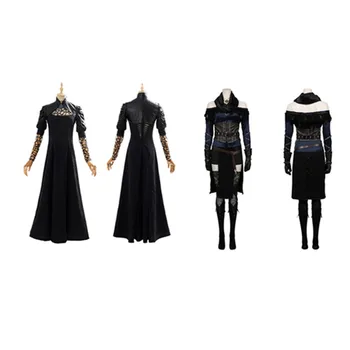 Yennefer Cosplay Kostým Černé Dlouhé Šaty Jednotné Náhrdelník Oblečení Pro Dospělé Ženy Halloween, Karneval, Kostým