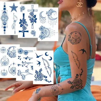 Vodotěsné Dočasné Tetování pro Muže Náhrdelník Květina Vzor Ruku Hrudi Falešné Tattoofor Ženy body Art Velké Velké Tetování