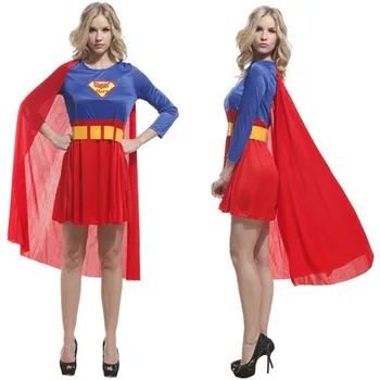 Superhrdina Ženy Superděvče Kostým pro Dospělé s plášť Halloween oblečení Klasické párty výkon oblečení