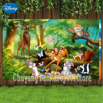Disney Lesní Zvířata Krásná Scéna Foto Pozadí Králíček Bambi Jelen Fotografie, Pozadí Baby Sprcha Narozeninové Party Vinyl