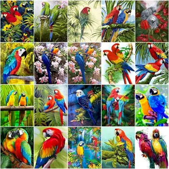 Papoušek DIY Obrázky Podle Počtu Zvířat Obrazů Podle Čísel Pták, Kresba Dospělých Na Plátně Ručně malovaný Obraz Soupravy Home Dekor Set