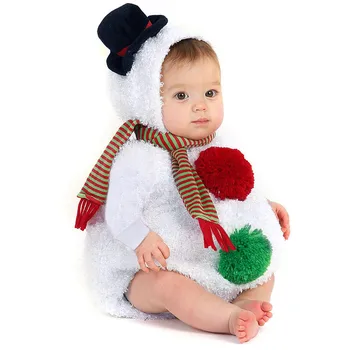 Vánoční Sněhulák Kostým pro Dítě Chlapci Dívky Fleece Kombinézu Romper Oblečení Zimní 6M 12M 24M