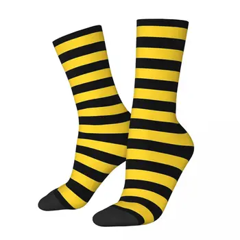 Vintage Žluté A Černé Včelí Med Pruhy Bláznivé Pánské Ponožky Unisex Pruhované Harajuku Bezešvé Tištěné Vtipné Ponožky Crew Chlapci Dárek